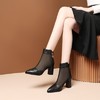 OLDN189-F2687-1真皮高跟鞋网纱大码单鞋中跟蕾丝网靴女凉靴子 商品缩略图2