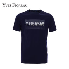 YvesFigarau伊夫·费嘉罗夏季100%棉男士简约舒适修身透气商务休闲圆领短袖T恤816818