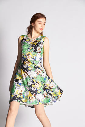 【伯妮斯茵】2S63414--绿色连衣裙--开花的果树--《燃烧的灵魂--梵高》