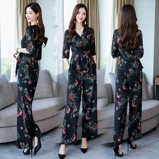 CQ-QYE9565印花韩版优雅时尚拼接套装 商品图3