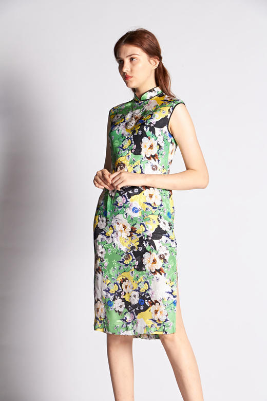 【伯妮斯茵】2S63410--绿色连衣裙--开花的果树--《燃烧的灵魂--梵高》 商品图0