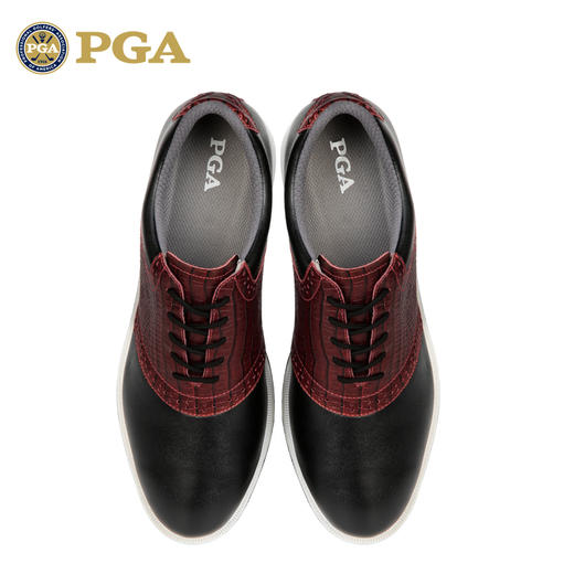 美国PGA 高尔夫球鞋 男士真皮鞋子 鳄鱼纹牛皮+防水超纤 防滑鞋钉 商品图2