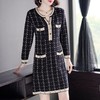 NYL-4633003新款格子长袖V领修身显瘦中长裙 商品缩略图3