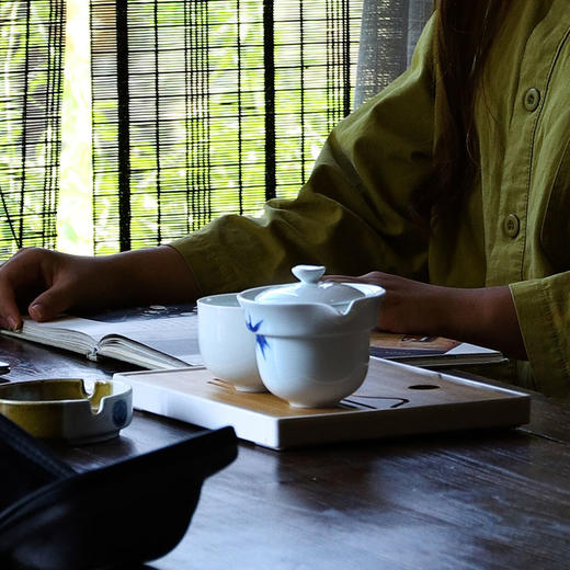  茶具旅行套装 | 富玉陶瓷 青花玲珑瓷 手绘春酣茶具 旅行套装 商品图0