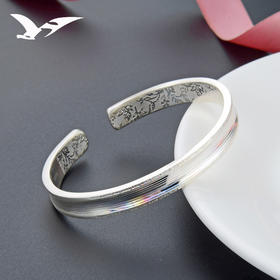 YJ-BS003438足银炫彩光面手镯七彩开口纯银手环