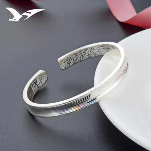 YJ-BS003438足银炫彩光面手镯七彩开口纯银手环 商品图0