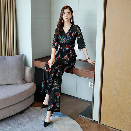 CQ-QYE9565印花韩版优雅时尚拼接套装 商品图1