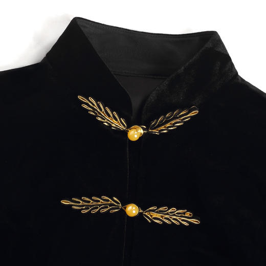 DLQ-A2140黑色长袖改良旗袍套装裤洋气阔腿裤 商品图2