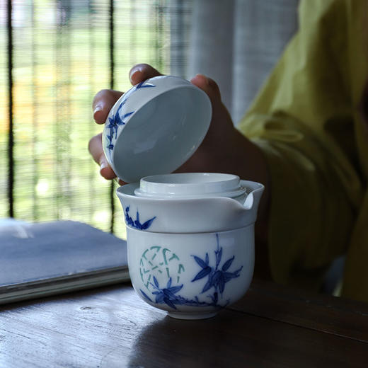  茶具旅行套装 | 富玉陶瓷 青花玲珑瓷 手绘春酣茶具 旅行套装 商品图3