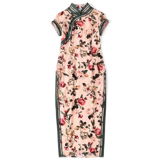 AYK-QF-191226-7新款时尚烧花修身短袖复古旗袍 商品图4