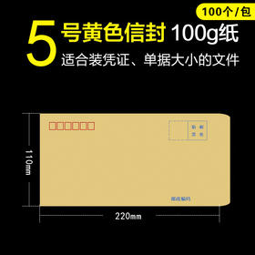 新艺 5号 牛皮纸信封 牛皮竹浆纸袋/邮寄信封袋/工资袋  110*220mm