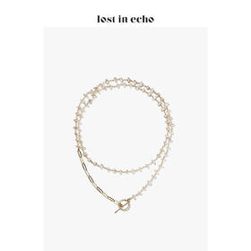 设计师lost in echo不规则片形珍珠链条叠戴项链双层手链组合 手链