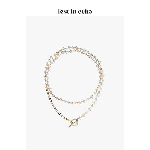 设计师lost in echo不规则片形珍珠链条叠戴项链双层手链组合 手链 商品图0