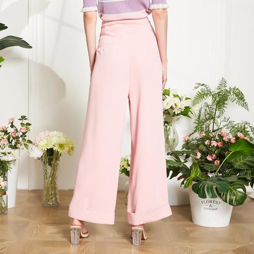 PE3A2瑟俪春季新品双排扣高腰显瘦阔腿裤 商品图1