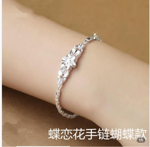 PDD-时尚日韩足银紫荆花手链 商品图0