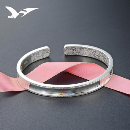 YJ-BS003438足银炫彩光面手镯七彩开口纯银手环 商品图2