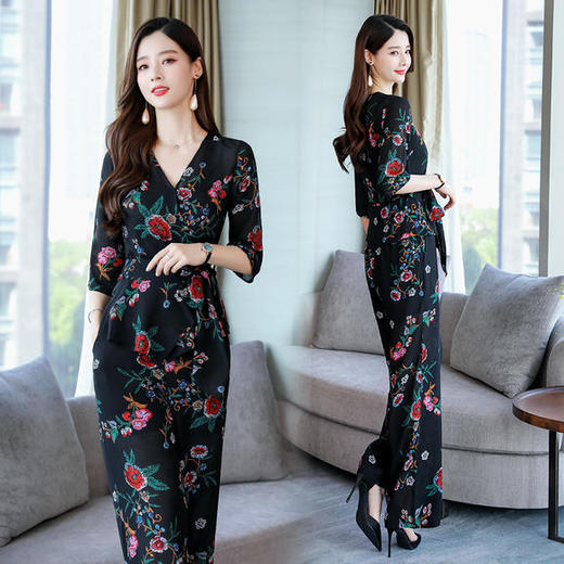 CQ-QYE9565印花韩版优雅时尚拼接套装 商品图2