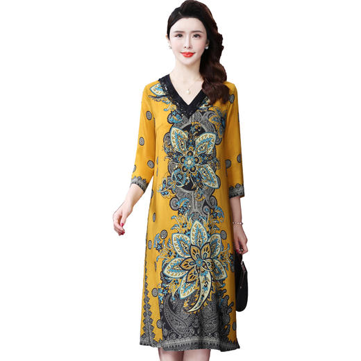 WXY-39712春装新品民族风宽松桑蚕丝连衣裙 商品图2