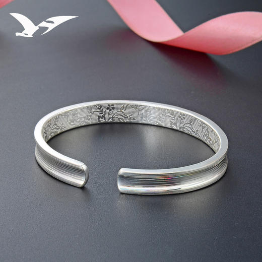 YJ-BS003438足银炫彩光面手镯七彩开口纯银手环 商品图3