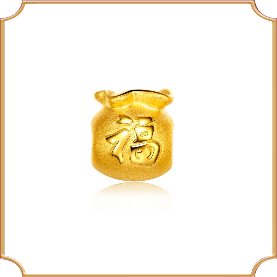 A黄金吊坠硬金足金福袋转运珠串珠挂坠手绳手饰女LP0480