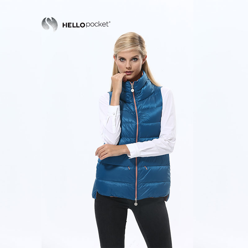 HPWL003女士中长立领鹅绒背心