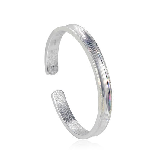 YJ-BS003438足银炫彩光面手镯七彩开口纯银手环 商品图4