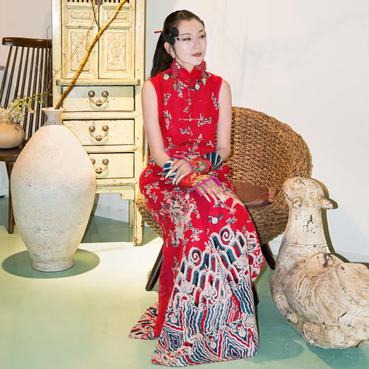 龙颜锦绣连衣裙  | 杨丽萍老师同款 | 红色大气藏蓝色端庄 | 现货加急发 商品图2