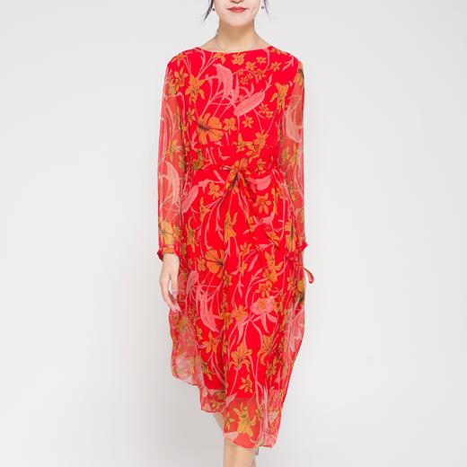 丁摩 真丝连衣裙度假海边沙滩裙桑蚕丝连衣裙20-103DS399 商品图5