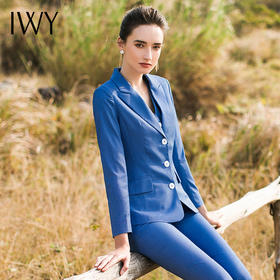 IWY/新品时尚V领修身显瘦蓝色套装女士西装白领西服工作服女CPM506