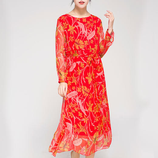 丁摩 真丝连衣裙度假海边沙滩裙桑蚕丝连衣裙20-103DS399 商品图3