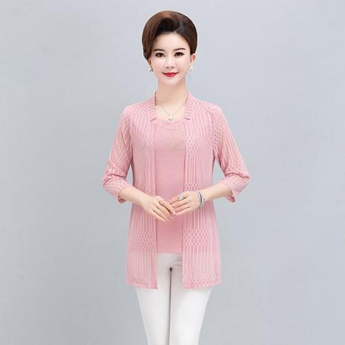 MQ-YJR01夏装新款大码通勤中年女装蕾丝两件套XCX 商品图3