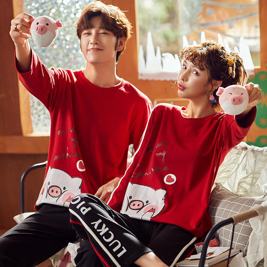 ZF-201919韩版情侣睡衣长袖纯棉春秋季全棉睡衣 商品图3