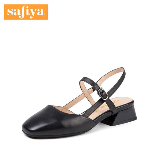商场同款 | Safiya/索菲娅春季新商场同款小羊皮方头中跟女凉鞋SF81114004 商品图0