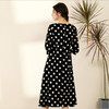 丁摩 真丝连衣裙女收腰显瘦时尚波点V领桑蚕丝连衣裙长裙20-130DL699 商品缩略图1