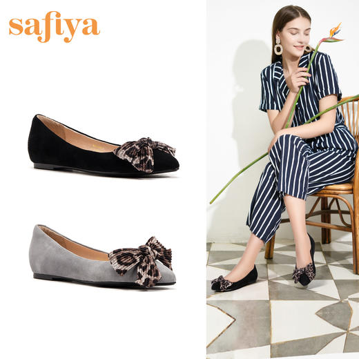 商场同款 | Safiya/索菲娅2019单鞋女秋款蝴蝶结尖头平底鞋浅口单鞋女SF93111004 商品图2