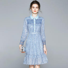 BHS-120104002新款品质款超仙流苏毛须亮片长袖A字连衣裙