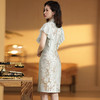 AYK-QF-191116荷叶边拼接提花旗袍裙 商品缩略图3