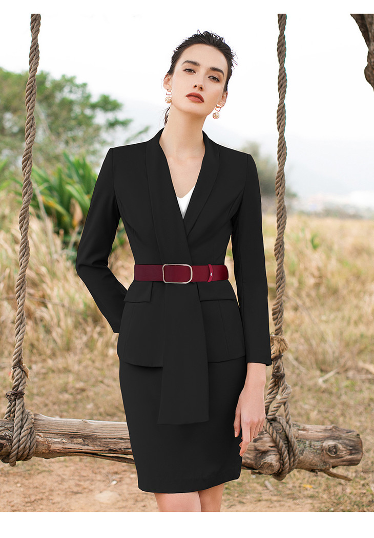 iwy黑色套裙职业西装日常通勤工作服acs434