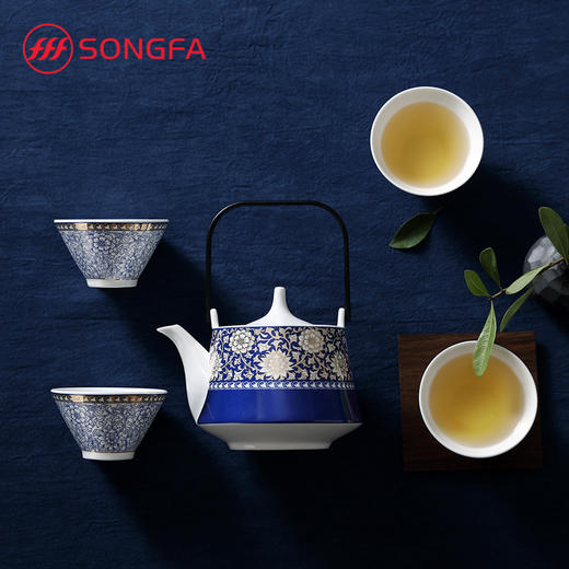 5头天元提梁壶—宝相青花茶具套装 商品图1