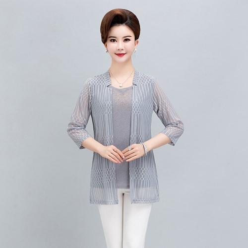 MQ-YJR01夏装新款大码通勤中年女装蕾丝两件套XCX 商品图1