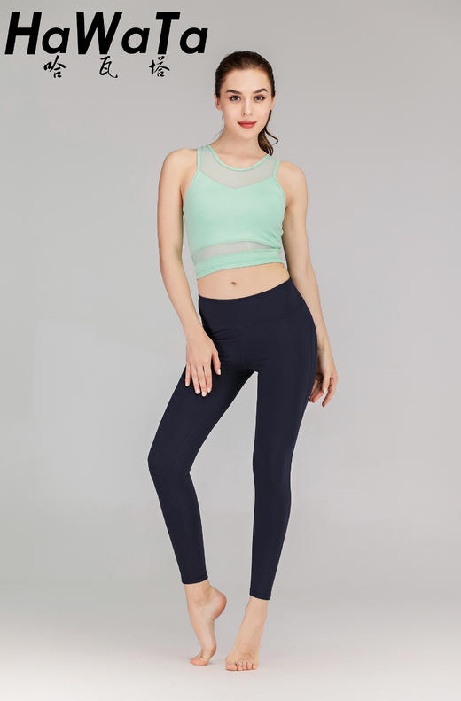 HaWaTa纯色修身长裤薄款 修臀瑜伽裤九分小脚裤夏季瑜伽服 商品图2