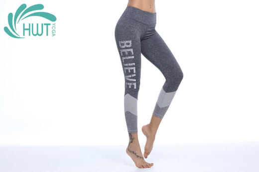 HWT九分拼纱撞色瑜伽小脚裤九分裤瑜伽裤运动裤 商品图2