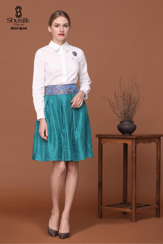 JW1406女士小翻领长袖白衬衫 商品图2