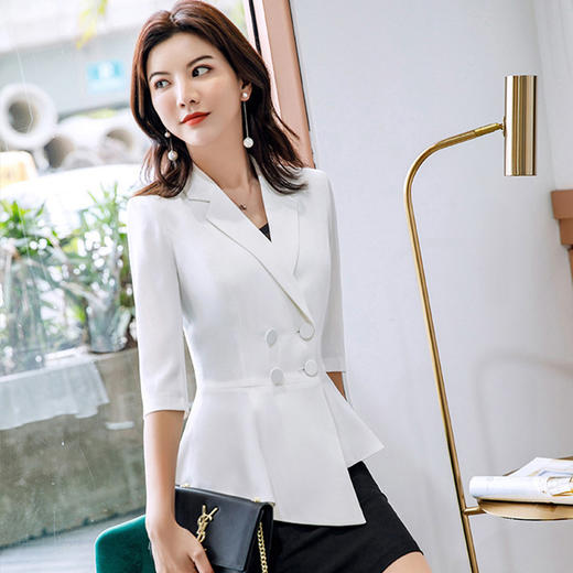 XZ-1907-JR春夏新款时尚白领OL不对称双排扣职业套装 商品图2