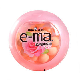 日本进口悠哈溢玛玫瑰味爽喉糖33g