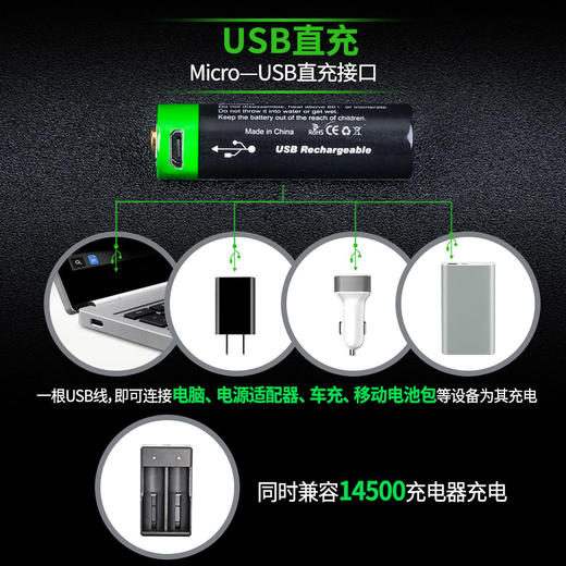 纳丽德14500锂电池USB直充 商品图2