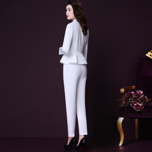 WXY-18071911春装新款白色一粒扣职业流行轻熟御姐西装两件套 商品图2
