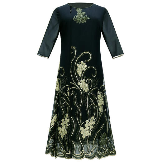 JSS-新款夏宽松大码七分袖打底长款过膝妈妈长裙 商品图4