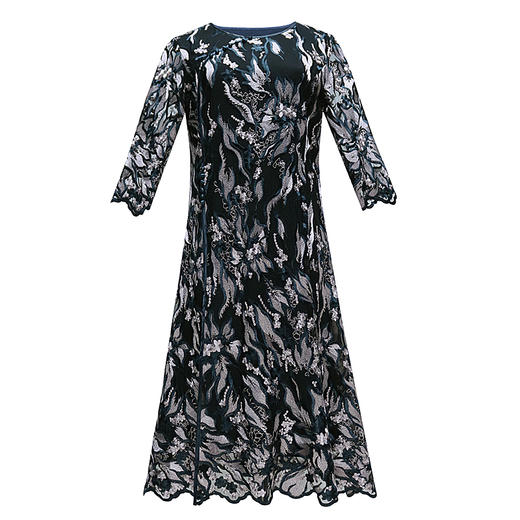 YSZE-CL8365新款中年女士洋气网纱刺绣裙子 商品图4