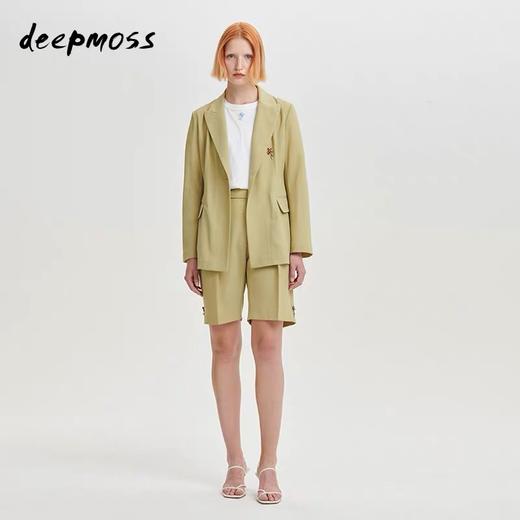 deepmoss2020春夏新款 设计感纯色芥黄麻感西装外套 dm20ssCT02AF1 商品图3
